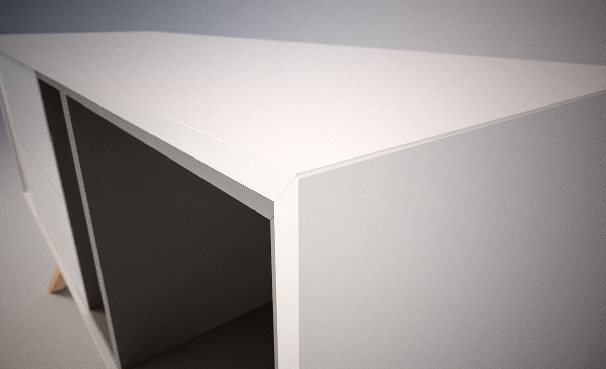 sideboard luis branco CGI vray furniture oak lacquered Scandinavian console