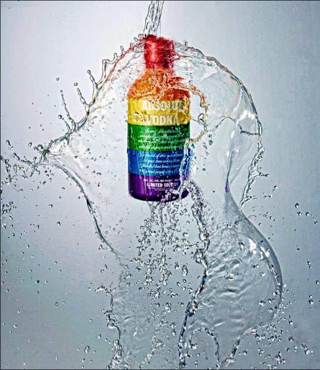splash Vodka water rainbow