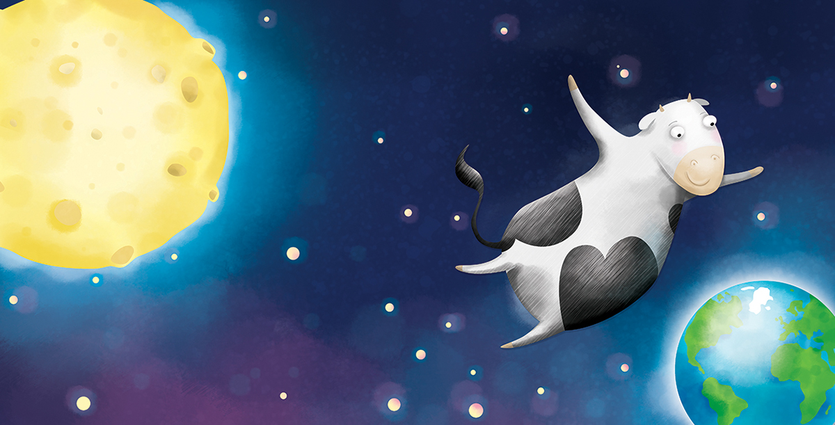 book illustration chilldren's illustration cow moon