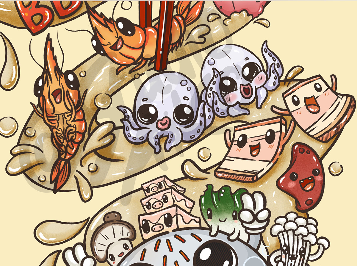 Character design  ILLUSTRATION  monsters Procreate ipadpro Food  cute Mural Painted digital