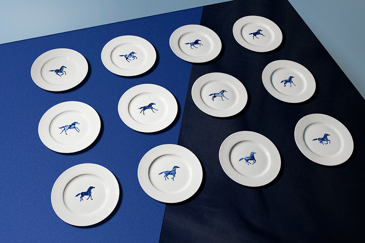porcelain plates blue animated