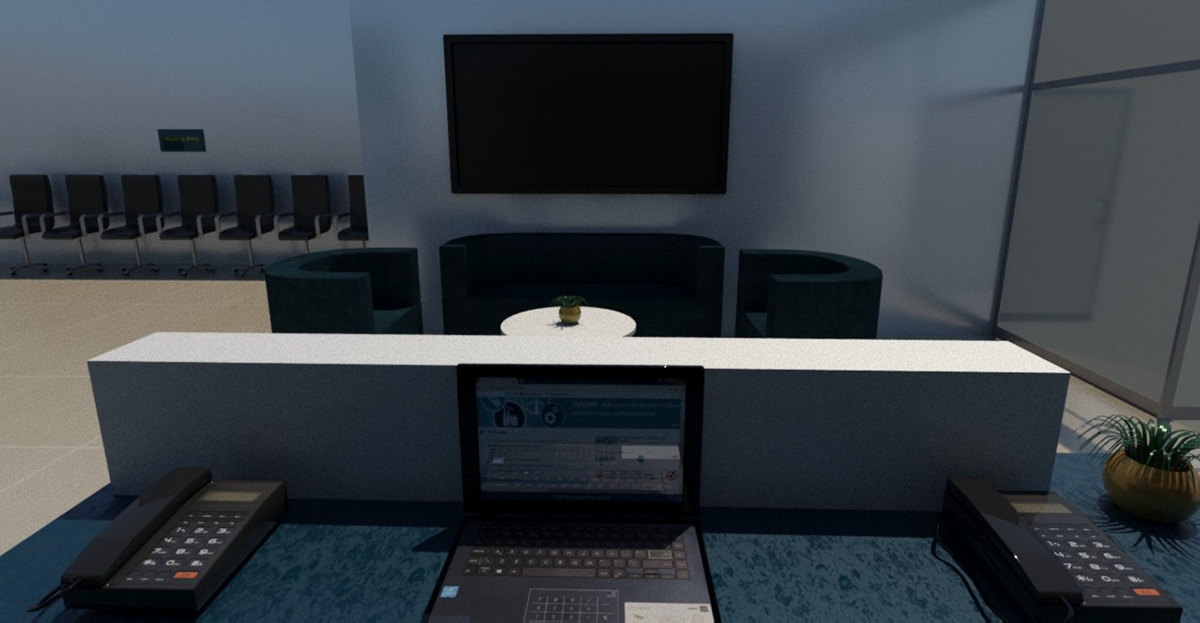 3D ATM Bank cabin design digital Hall Lobby machines reception sofa Vault waitingarea