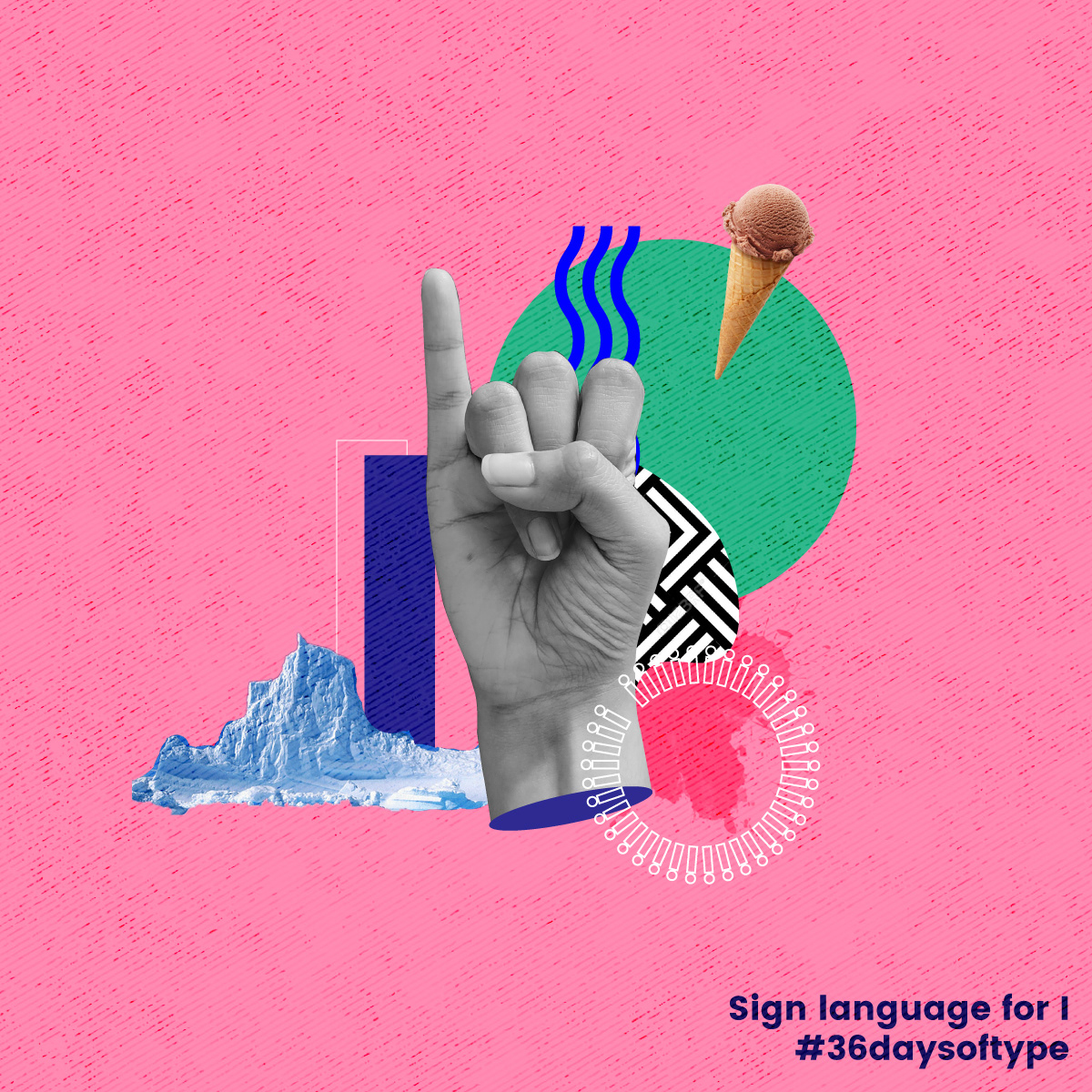 36daysoftype abstract design collage collage art Digital Art  graphic design  sign language type typography   typography design