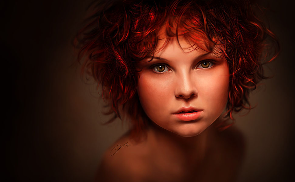 portrait digital painting women Realism photoreal