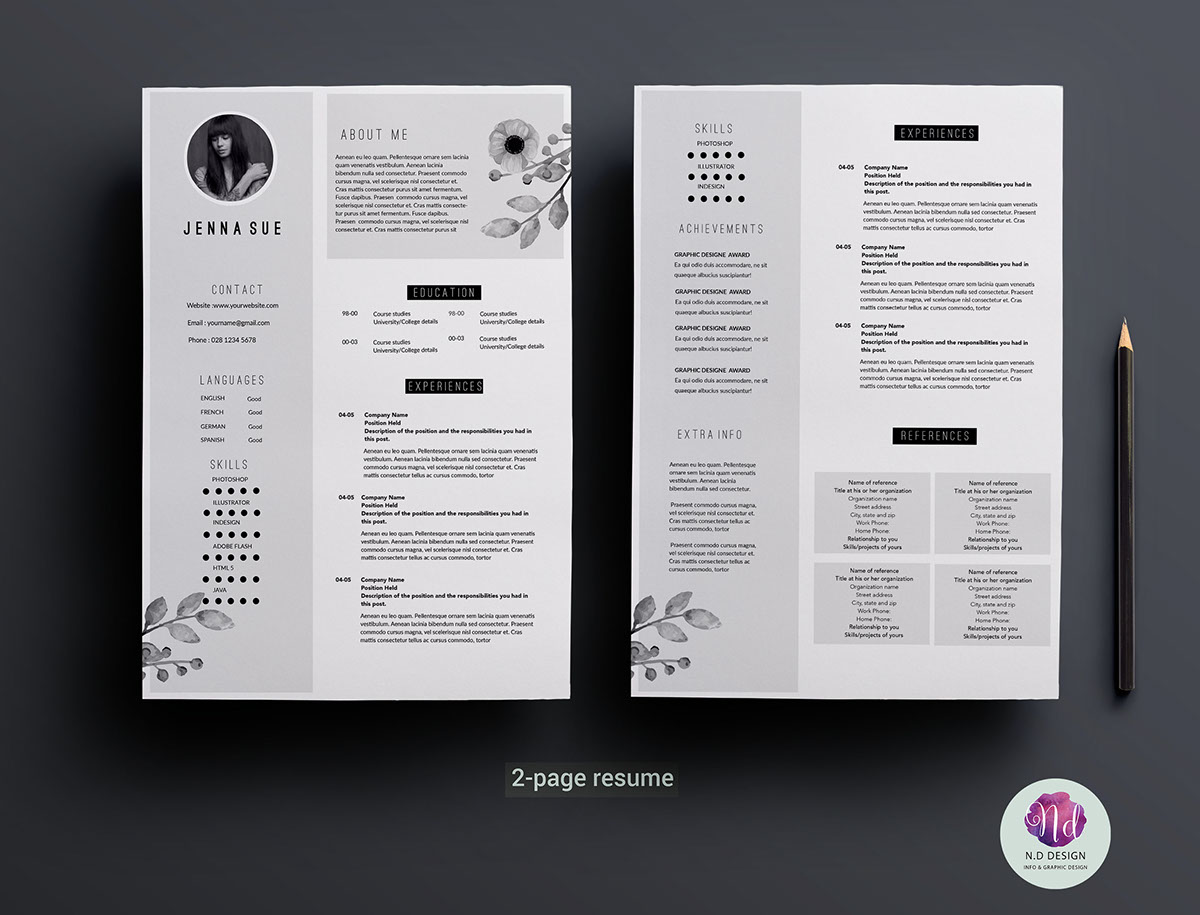 CV Resume CV template resume template creative CV elegant cv elegant resume Creative Resume Black and white resume professional cv PROFESSIONAL RESUME 2-page resume