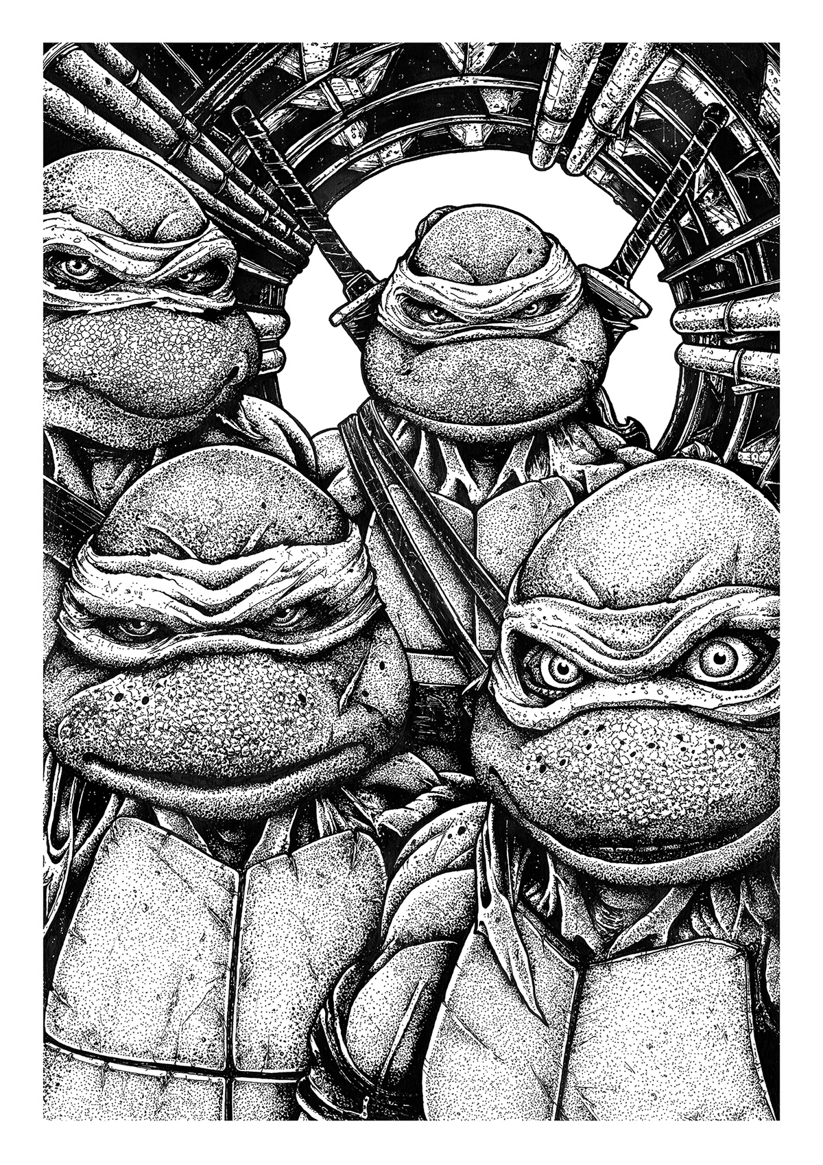 color comics dotwork japan ninja poster teenage TMNT Turtles 