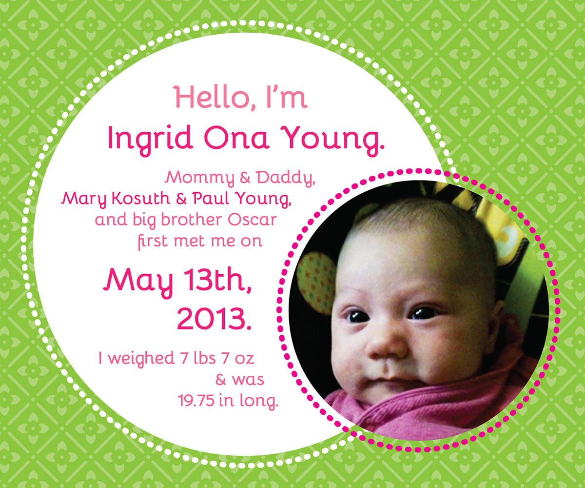 birth announcement card baby