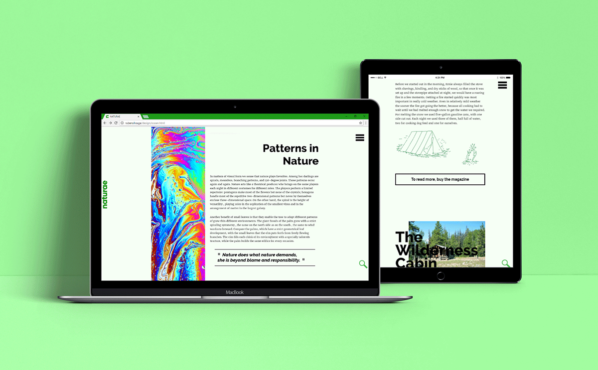 editorial naturae typography   bitmap e-zine magazine graphic design  Web Design  clean