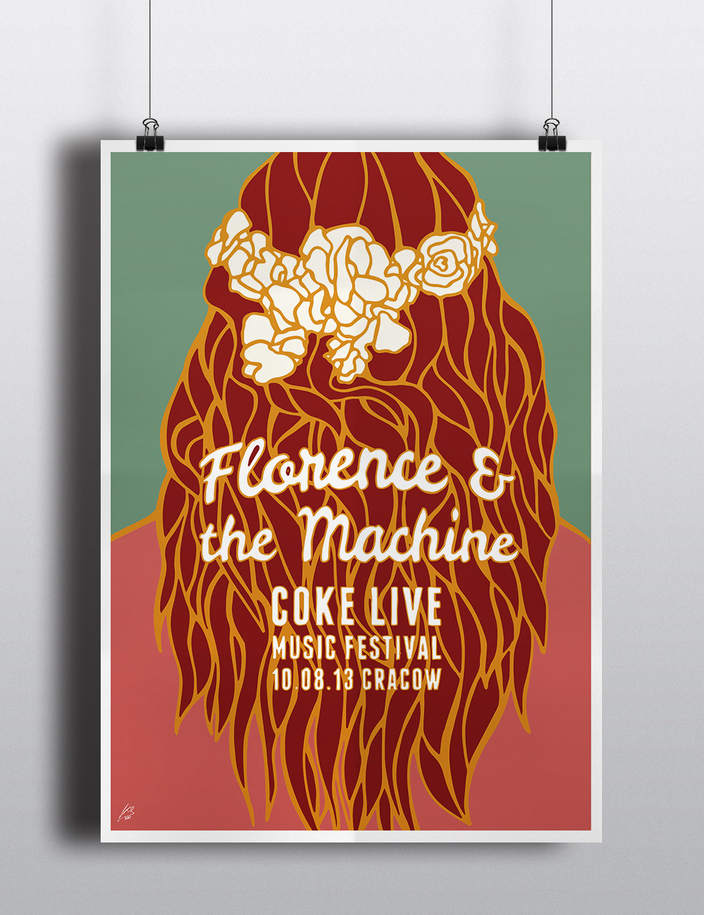 poster design lettering Florence Welch Florence machine fatm concert live coke live