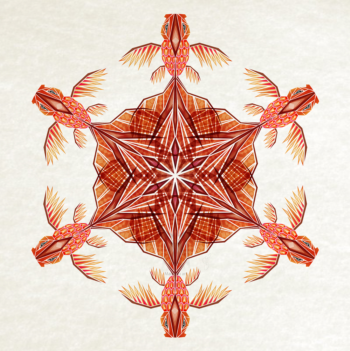 goldfish animal abstract geometric triangle Mandala fish sea color imagination colors shape poisson