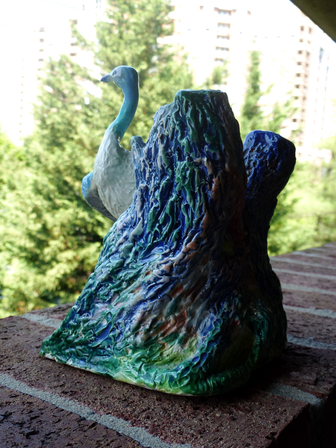ceramics  glazed sculpture carved crane bird Nature