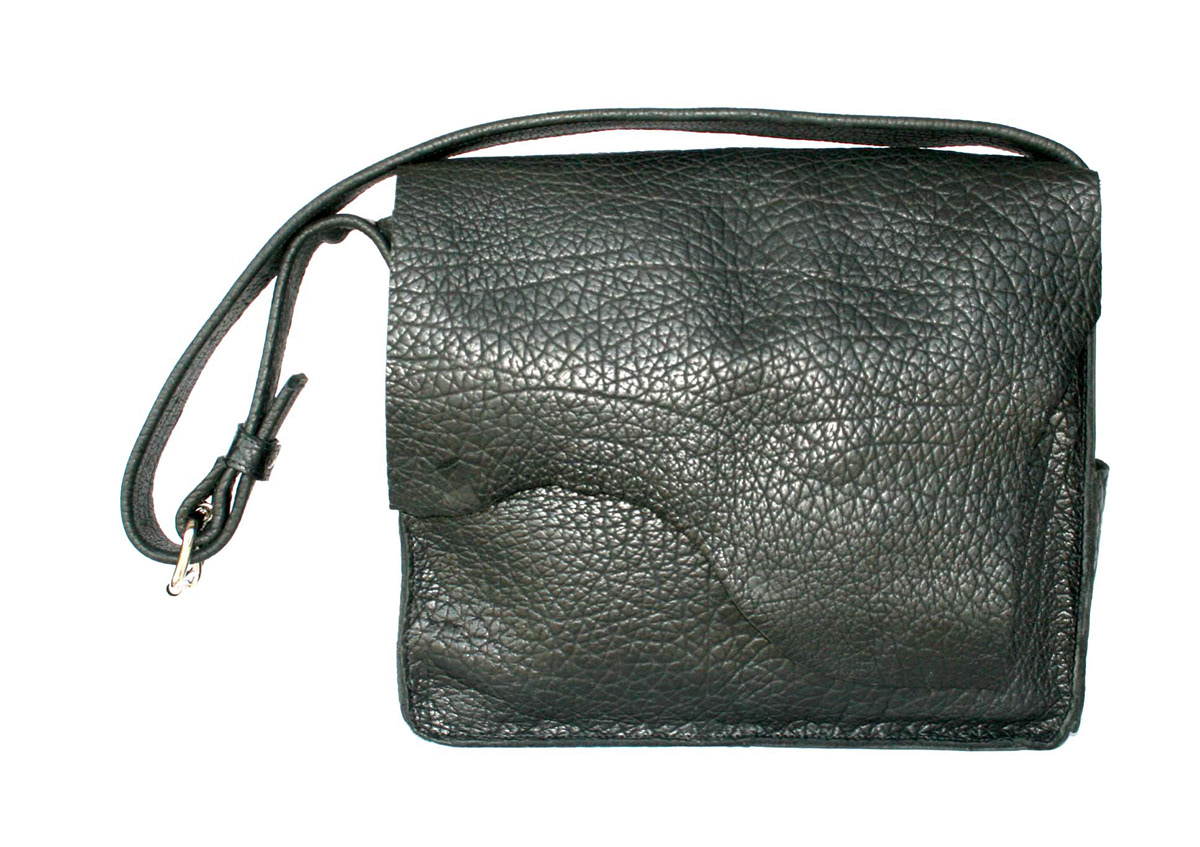 leather Buffalo shark men's accessories Computer Bag messenger reversible Lux Classic black silver