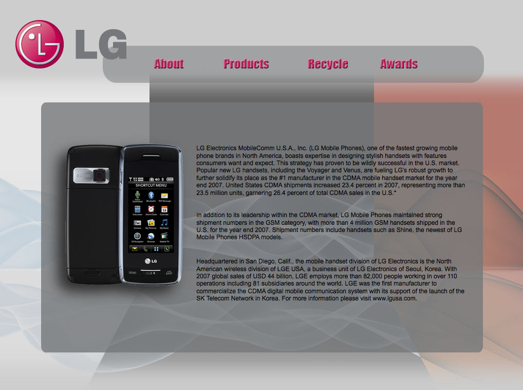 LG PHONE Web design