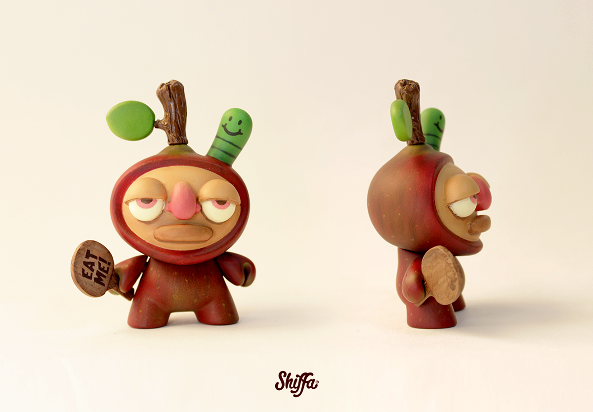 vinyl Dunny Kidrobot shiffa art toy custom toy logo Pear apple Tree  resin cartoon ilustration
