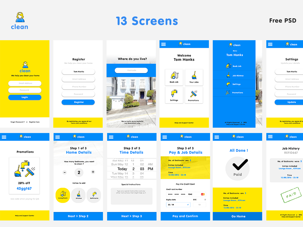 freebie free free psd Mobile app free ui psd cleaning app cleaning app psd