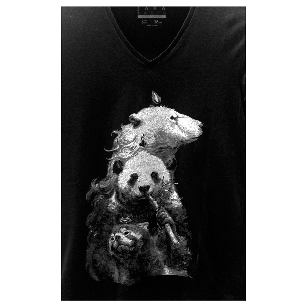 t-shirt shirt Serigraphy bear black clothes ink design fabric handmad