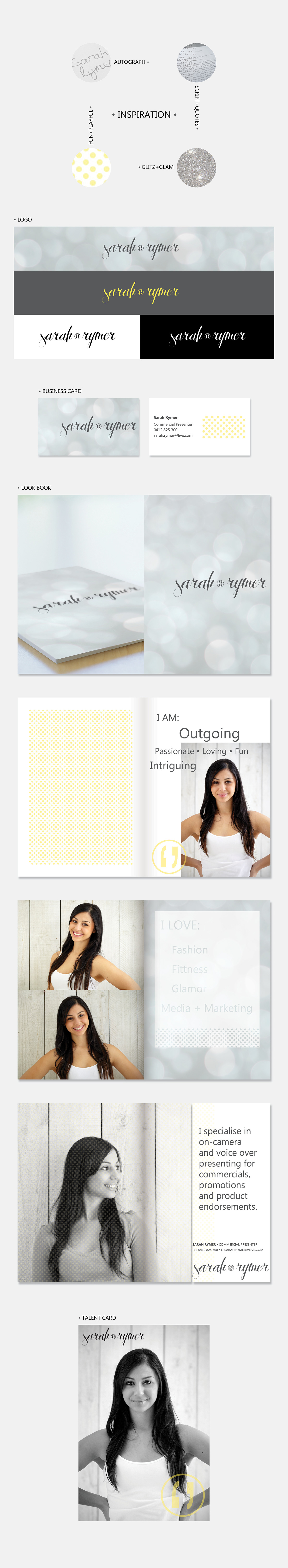logo Lookbook business card talent card Layout Photography  Fun personality