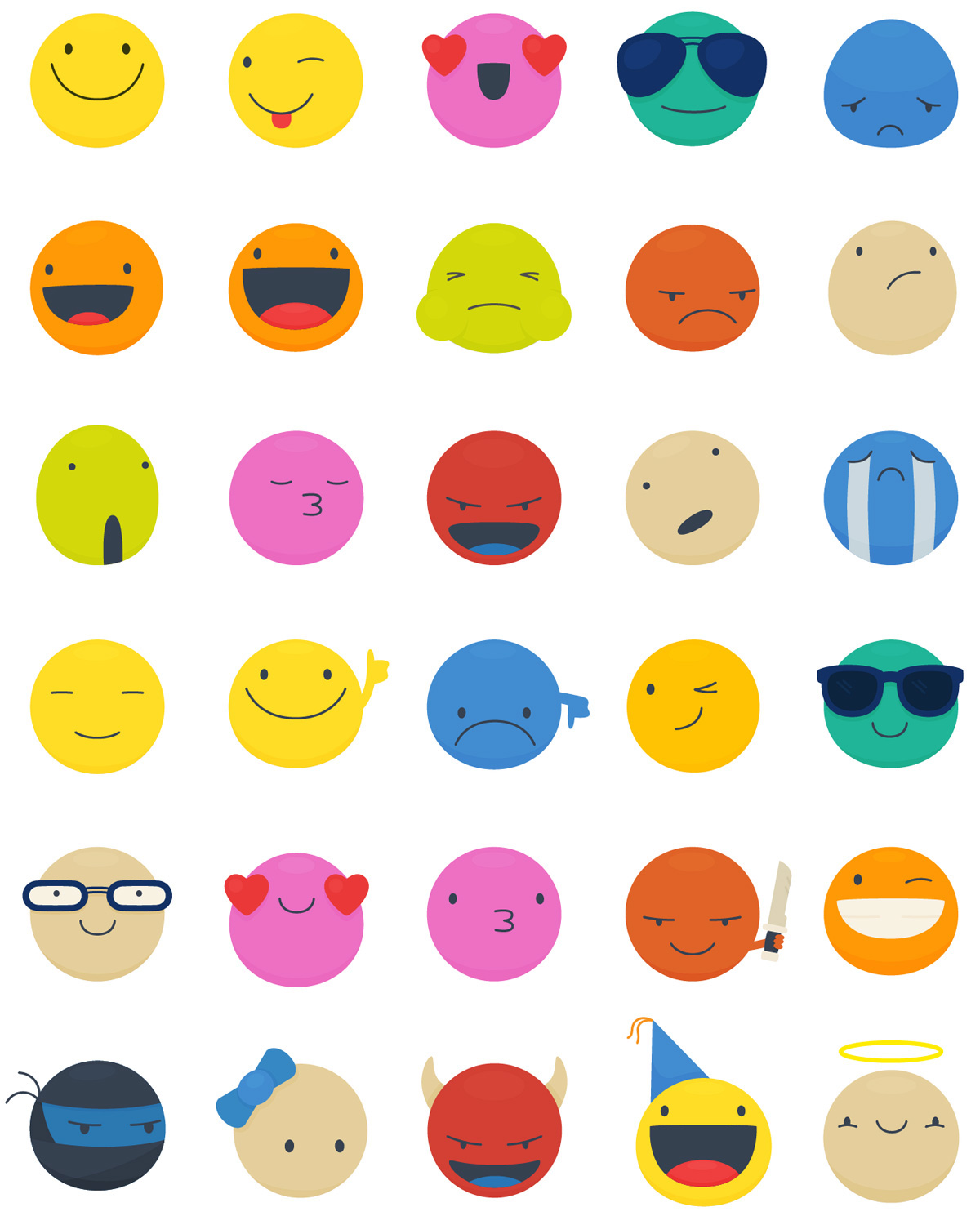 emoticons Emoji stickers cartoon cute silly bright Colourful  app messaging site Website happy sad