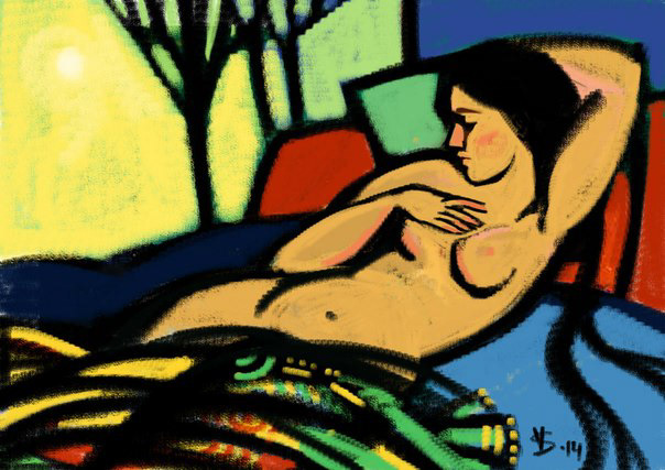 nude woman color paint