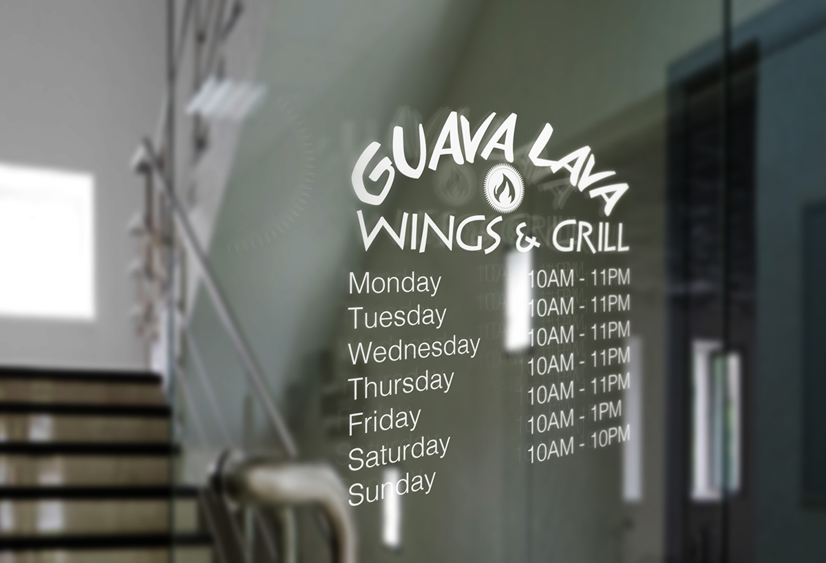 guava lava wings bar Food  togo box flag menu stationary ads advertisement