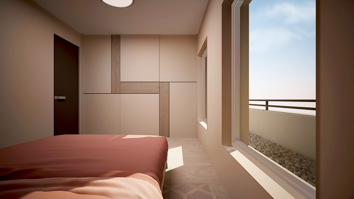 flat byt dvojizbovy terasa obyvacka Spálňa kuchyna kitchen bedroom livingroom terrace visualisation Work  newreality