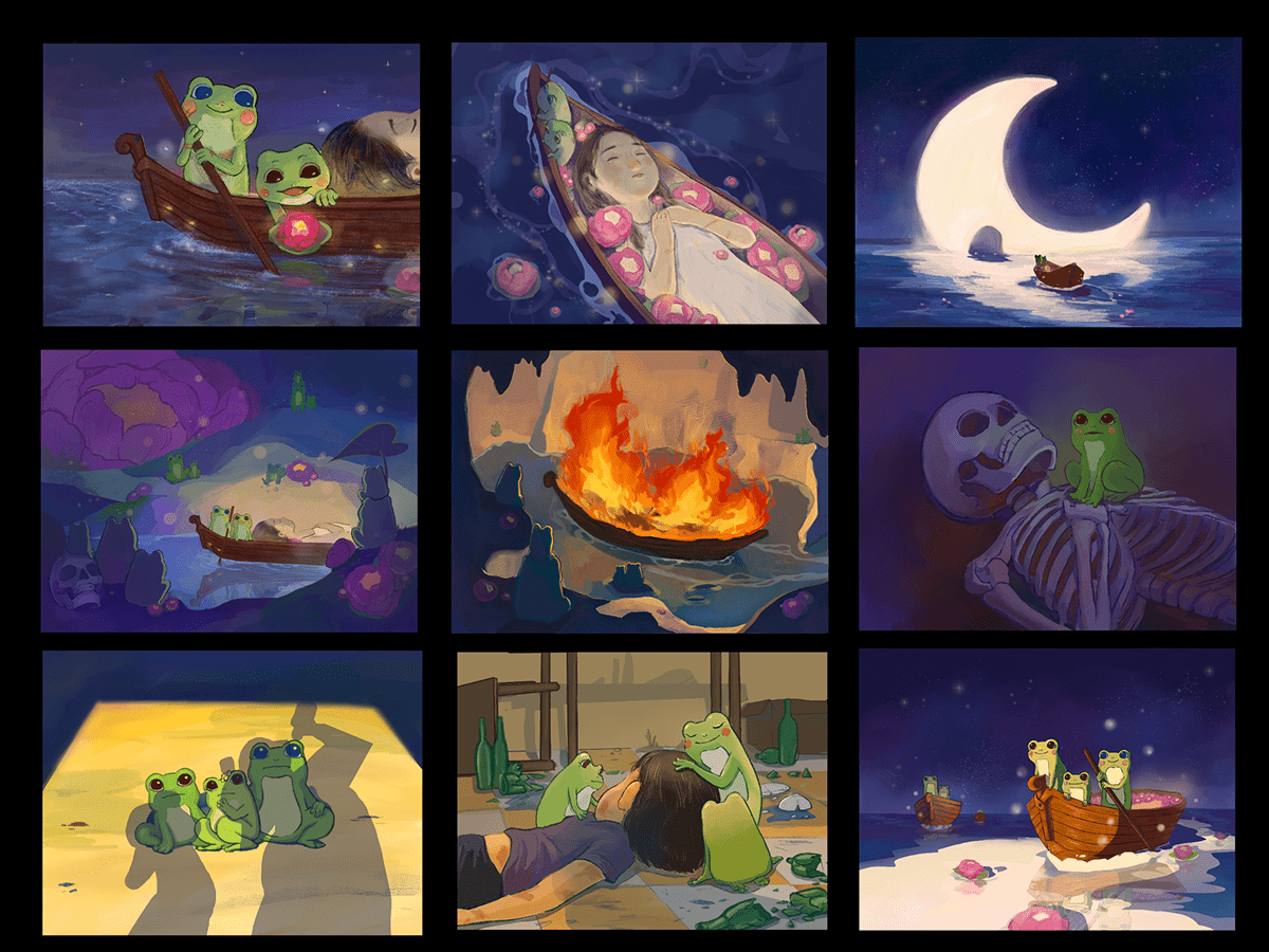art frog ILLUSTRATION  moon picturebook storytelling  