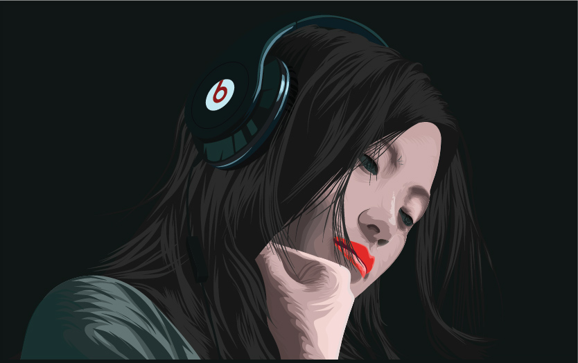 girl Young listening music vector BEAT Audio