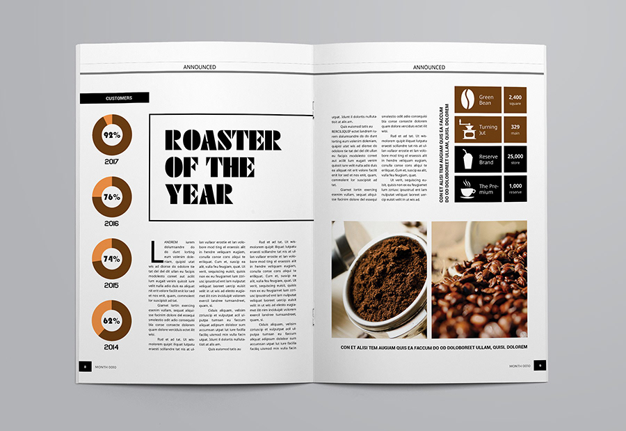 advertise blank Coffee business clean magazine template InDesign print Layout