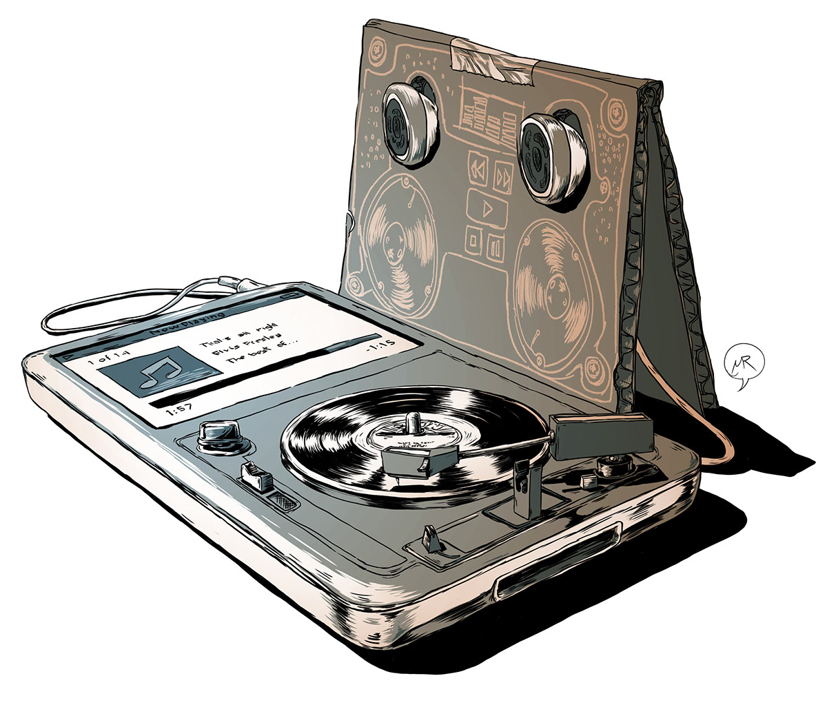 ipod gramophone record Retro vintage handmade digital