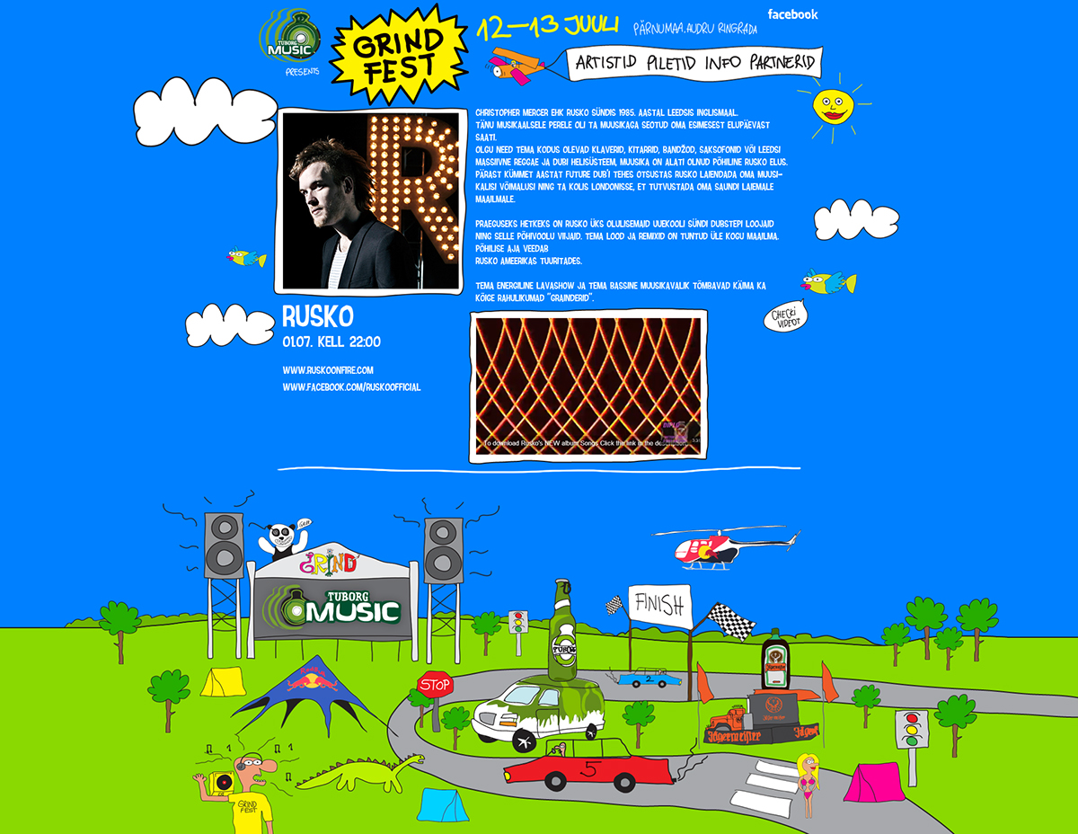 grind Music Festival illustrations Poster Design summer concert electronic music STAGE DESIGN