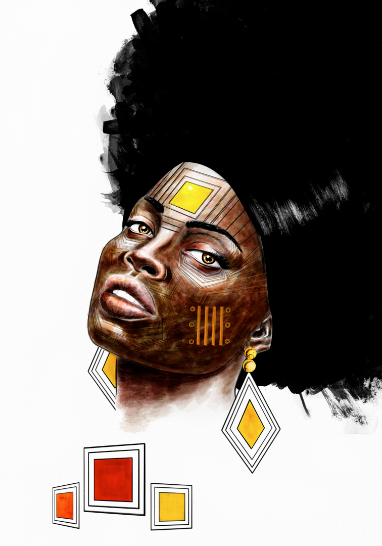 africa ilustracion africa illustration africa women africa mujer africa Turbante tribal geometria geometry