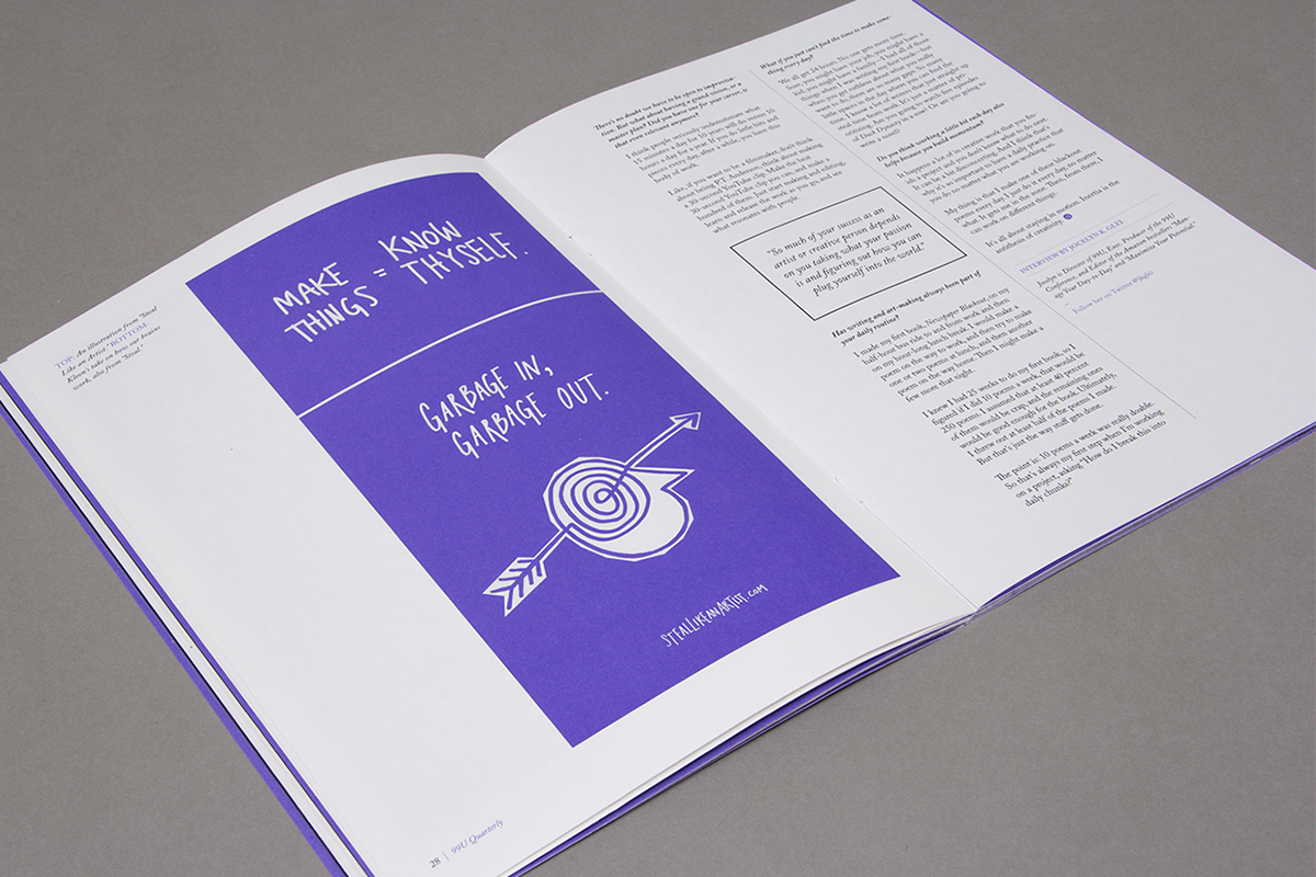 magazine 99U Quarterly Behance purple design graphic simple Beautiful minimal type black creative modern