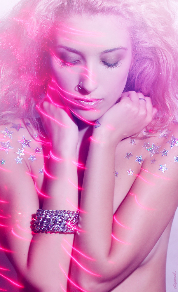 laser pink hair girl