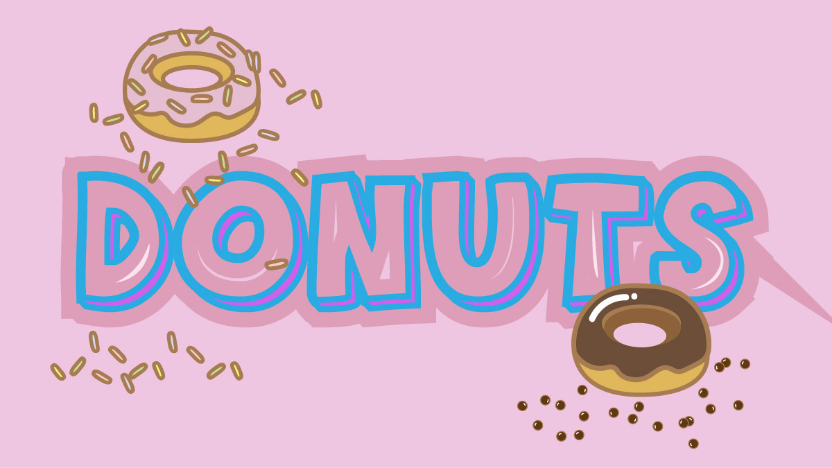 Donuts ILLUSTRATION  donut cool cute pastel font typography   agent orange graphic design 