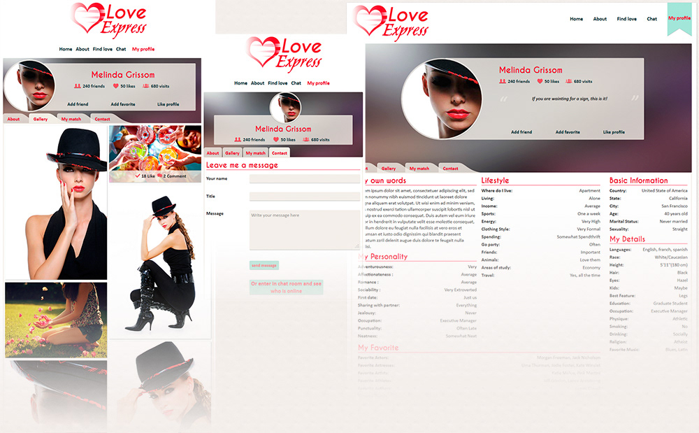 HTML 5 css3 online dating site Website Love flat design Responsive