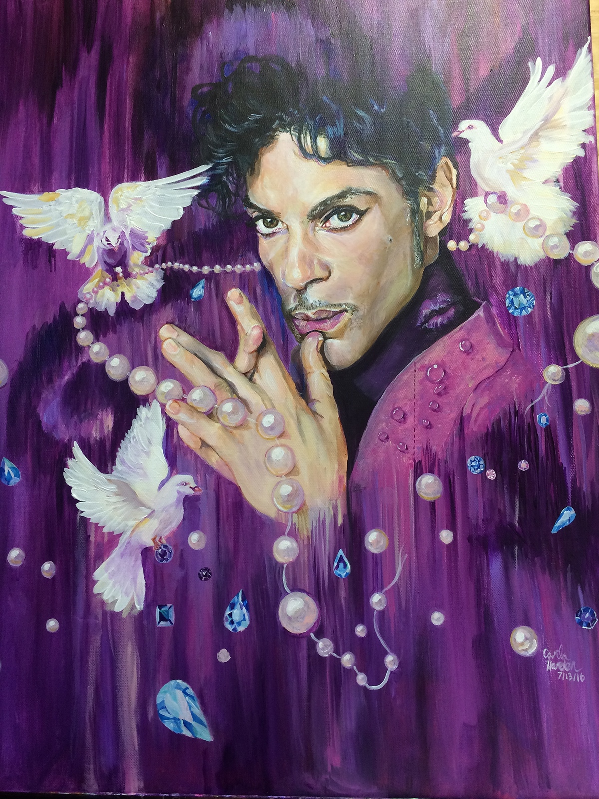 prince Purple Rain acrylic diamonds and pearls kiss doves cry
