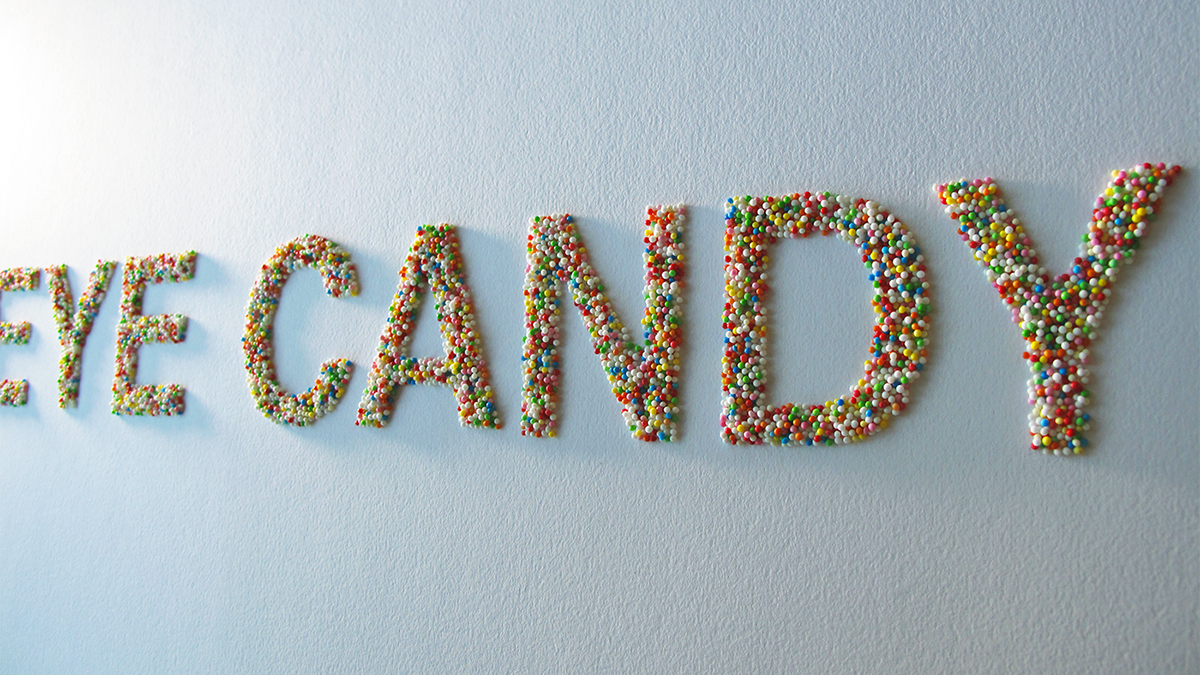 sweet colors eye font handmade experiment laser cut helvetica Candy rainbow color letters lettering hundreds and thousands dots