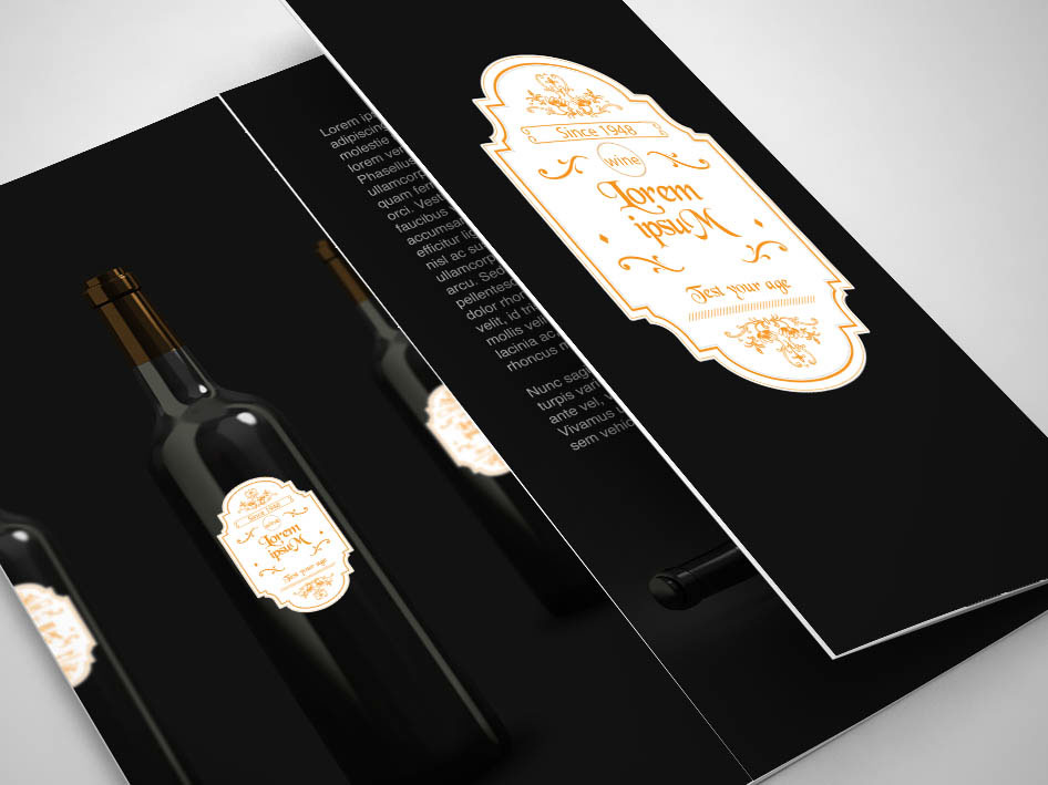 trifold brochure flyer print design brand identity wine drinks