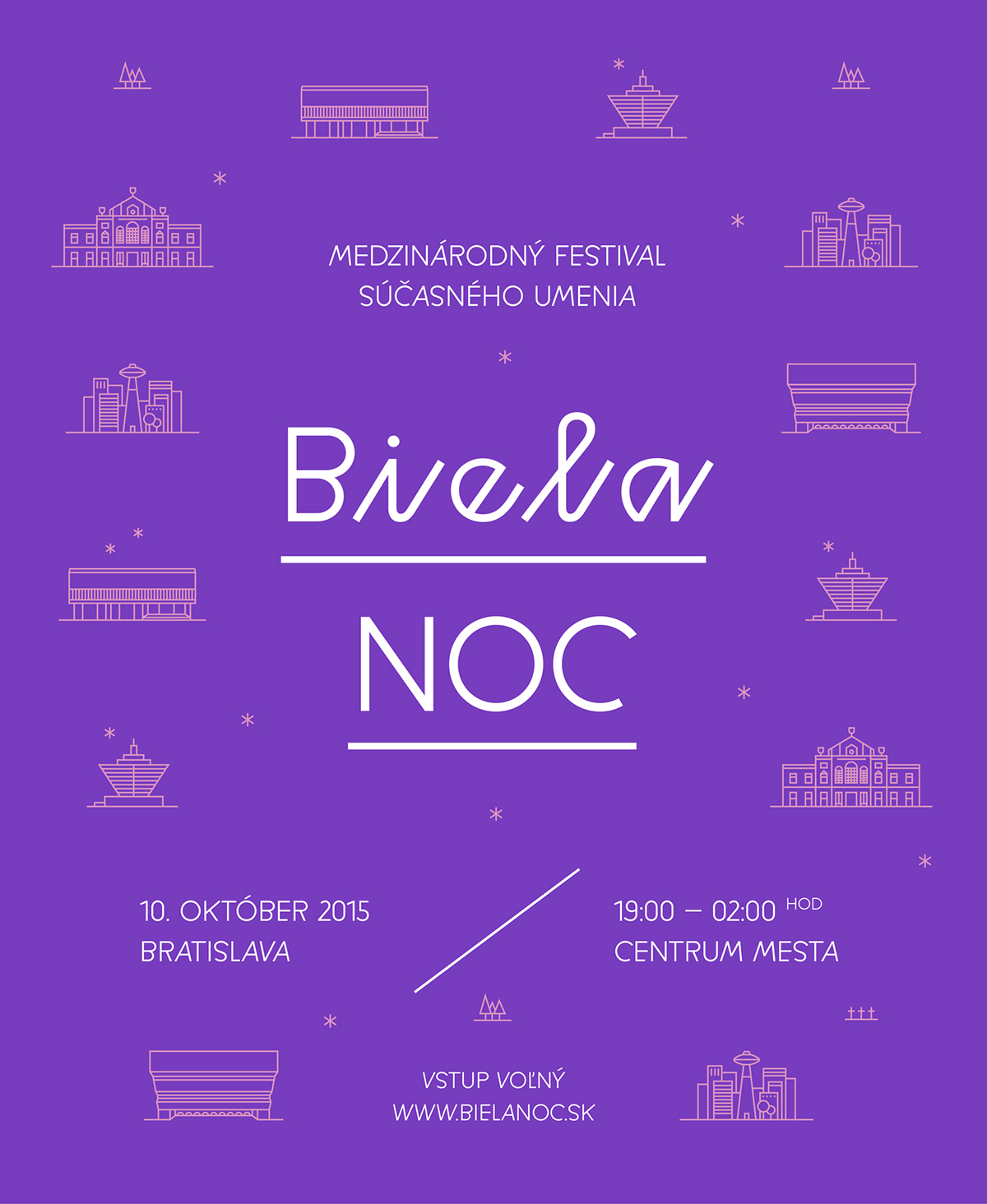 bielanoc nuitblanche campaign identity festival lights icons violet whitenight night Bratislava kosice contemporary