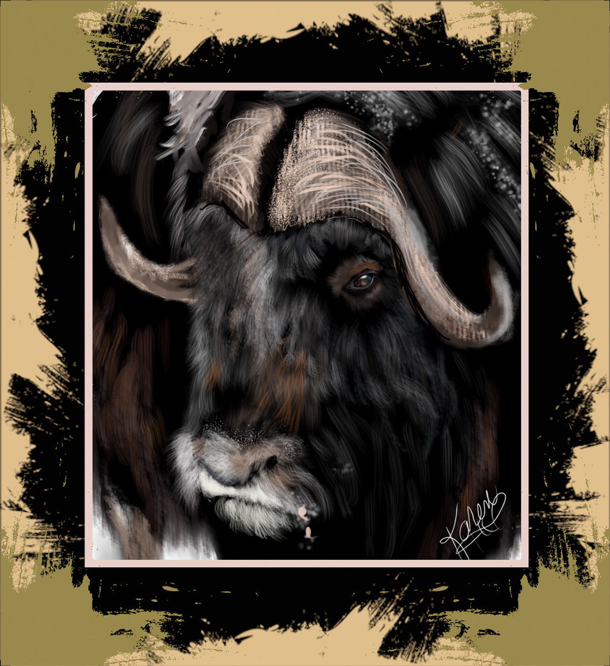 Digital Art  digital painting Drawing  illustrations animals musk ox
