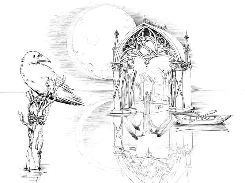 architecture Drawing  fantasy game hand drawn ILLUSTRATION  painting   sketch traditional vintage