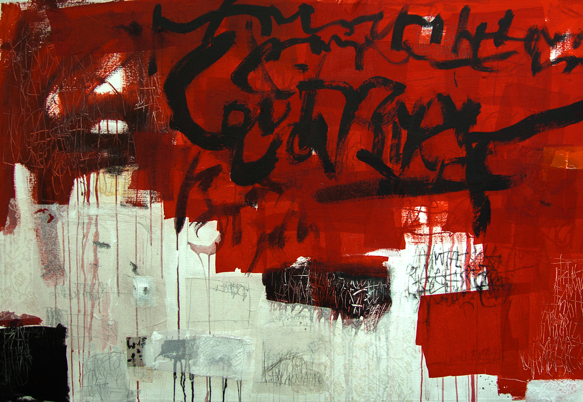 red paintings black writings White expresion