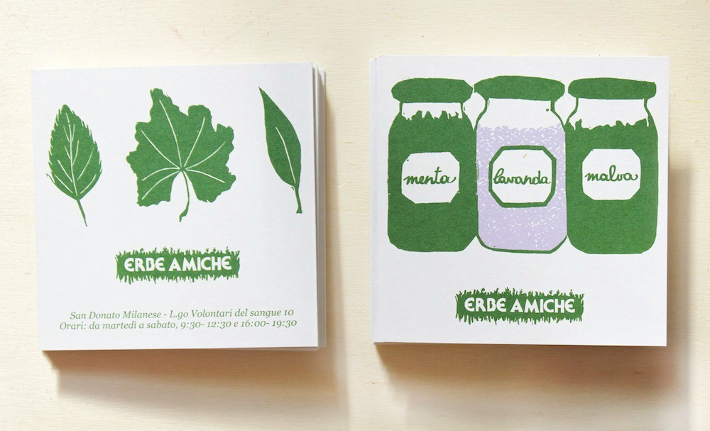 brochure printmaking linocut print leaf leaves herbal herbalist shop visual communication