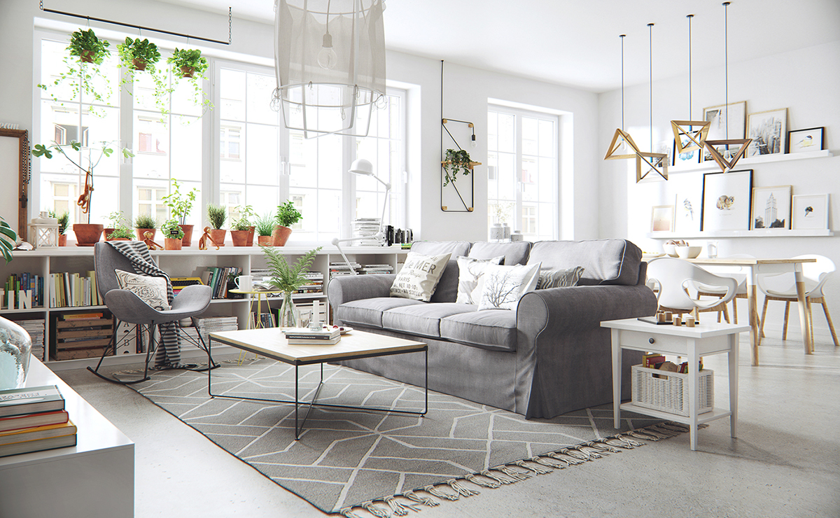Nordic Design White cement bedroom