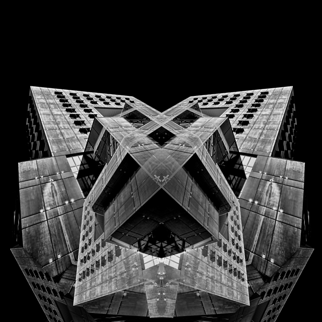 Adobe Portfolio Digital Collage perception shapes  volumes Illusions black & white deconstruction abstract textures design art buildings gestalt mirror