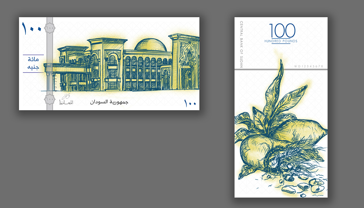 banknotes bills Sudan creative design poster