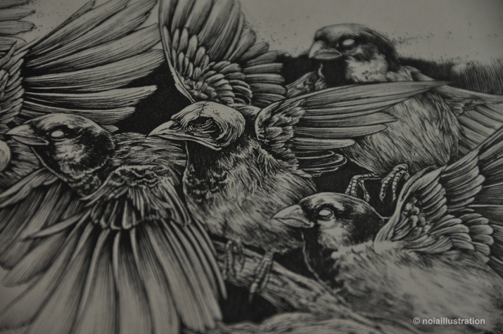 ink ballpoint birds