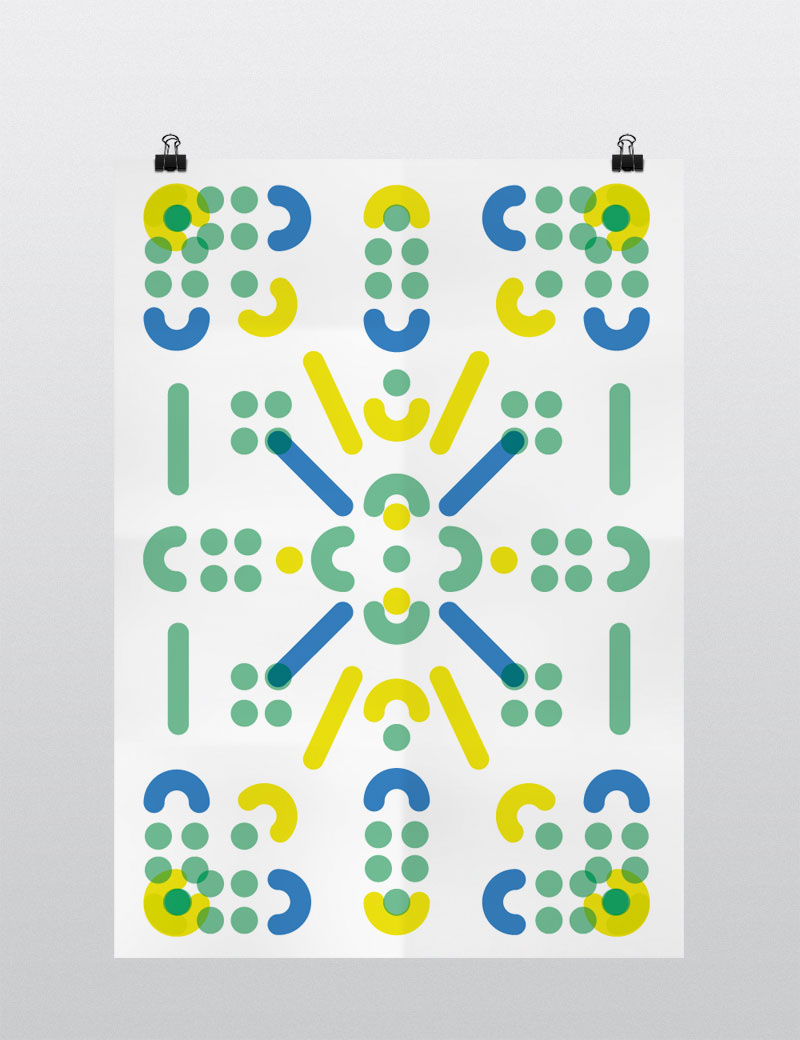 visual system abstract shapes green yellow blue