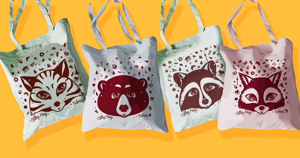 ILLUSTRATION  bag raccoon FOX berlin Textiles 3D design graphics adobeawards