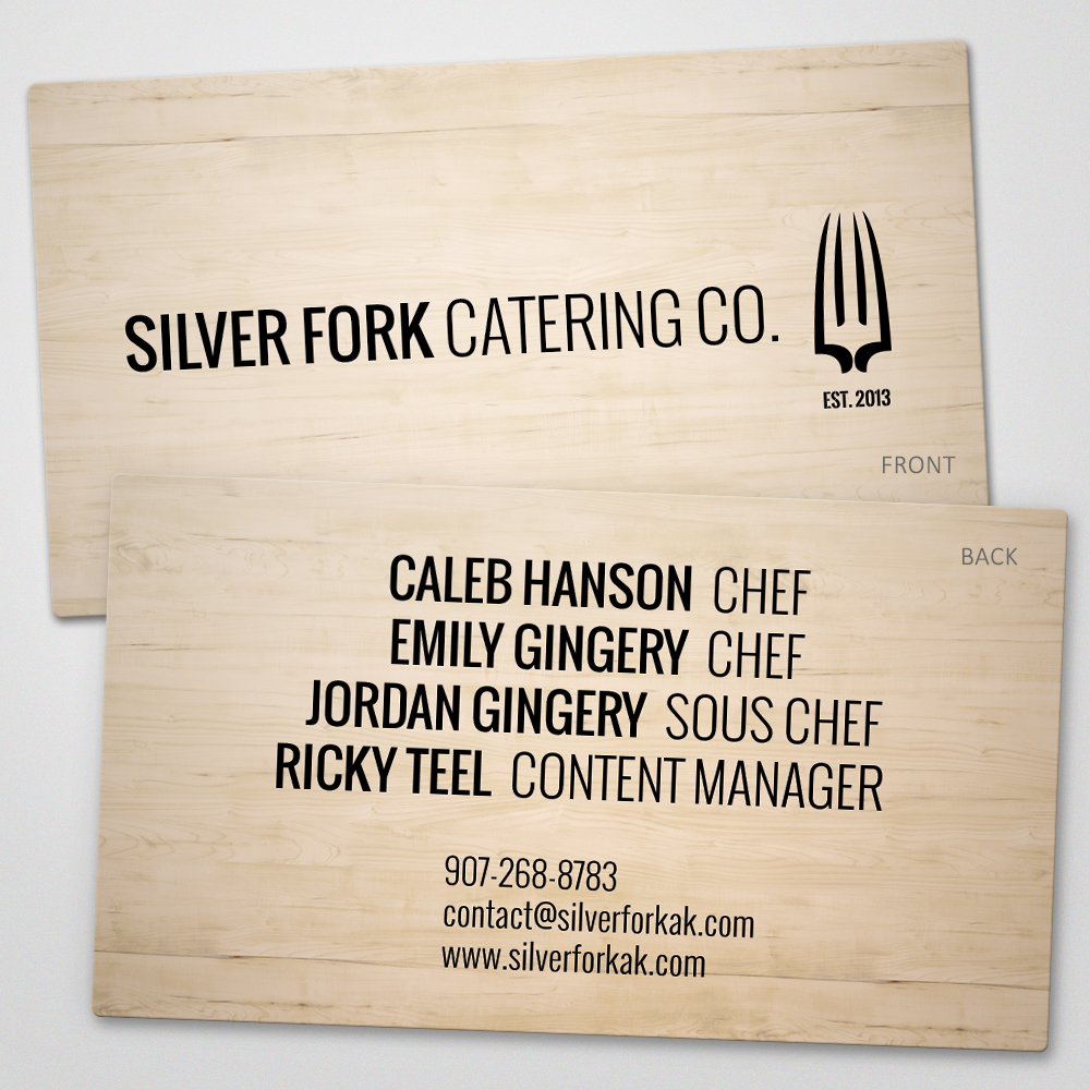 silver fork catering catering logo business card anchorage Alaska